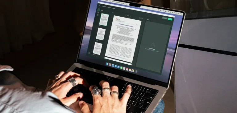 Medudy document and script workspace on a laptop